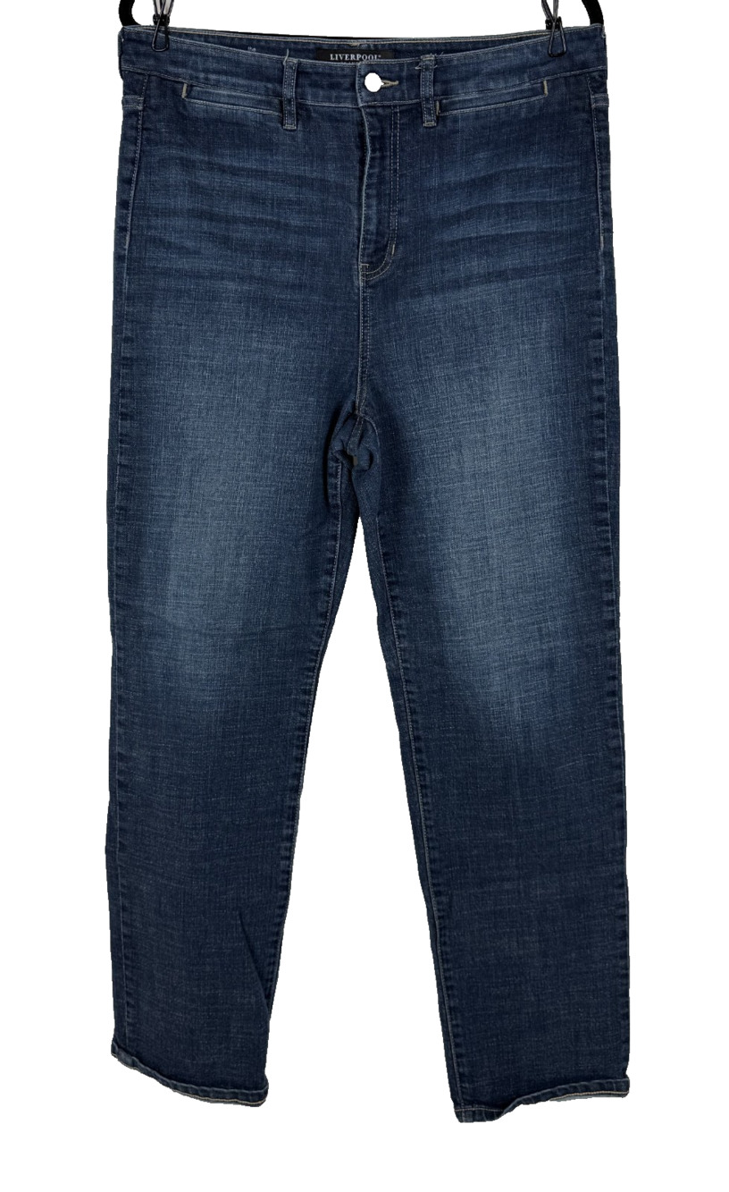 LIVERPOOL The High-Rise Straight Leg Jeans Blue Denim Size 14/32